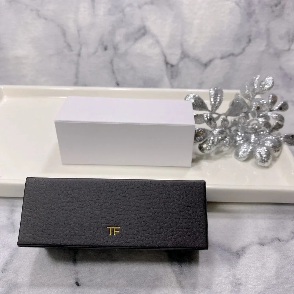 Tom Ford Lipstick Case,Brown Faux Leather, Magnetic Closure, Mirror Inside - NEW